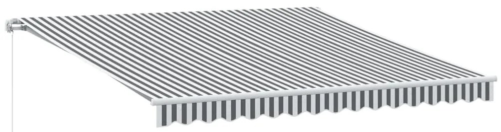 antracitszürke-fehér kézzel kihúzható napellenző 400 x 300 cm