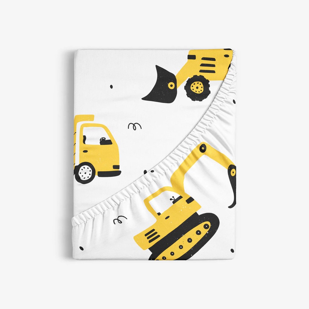 Goldea pamut gumis lepedő - kotrógépek és építkezési eszközök 160 x 200 cm