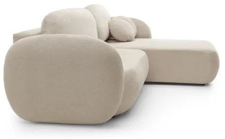 OLBIA jobbos, L-alakú, kihúzható sarokkanapé tárolóval, bézs