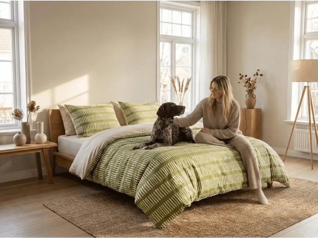 Mikroszálas flanel ágyneműhuzat GREENSORY zöld Ágyneműhuzat mérete: 2 db 70 x 90 cm | 200 x 220 cm