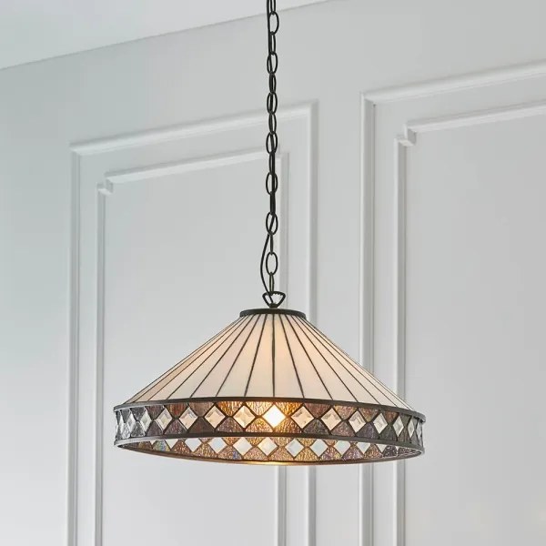 Endon 64147 - Láncos csillár Tiffany FARGO 1xE27/60W/230V átm. 50 cm