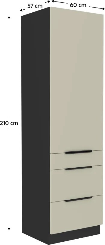 Magas szekrény, kasmír/fekete, ARAKA 60 DKS-210 3S1F