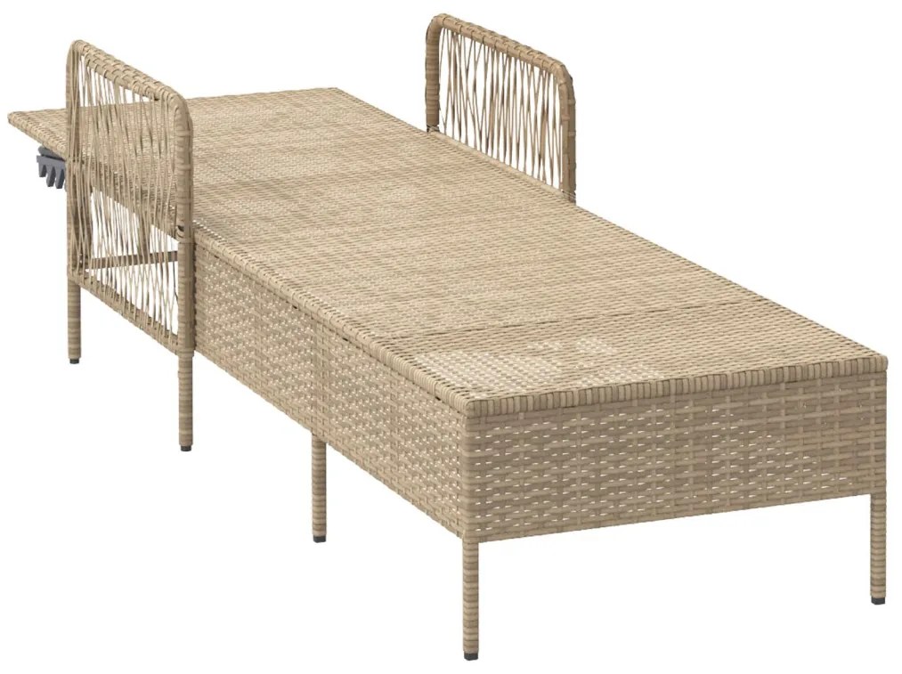 Napozóágy Bézs és világosszürke PE rattan 157 x 55 x 92 cm