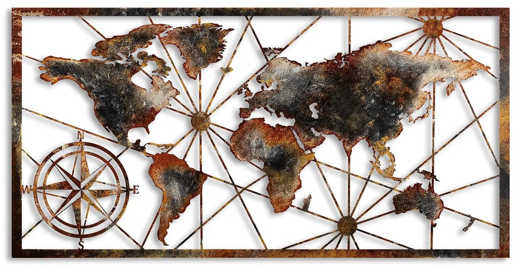 Fém fali dekoráció, World Map Large - 3