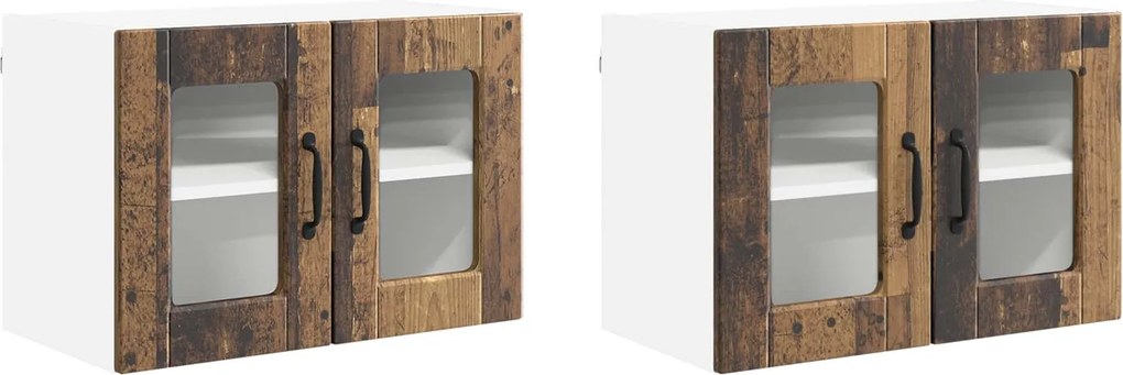 vidaXL Konyhaszekrény polcokkal 2 pcs Öreg fa 60 x 31 x 40 cm Faanyag