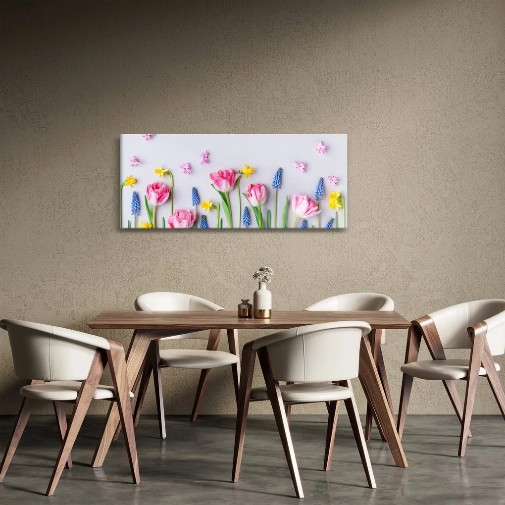 Tavaszi virágok képe (120x50 cm)
