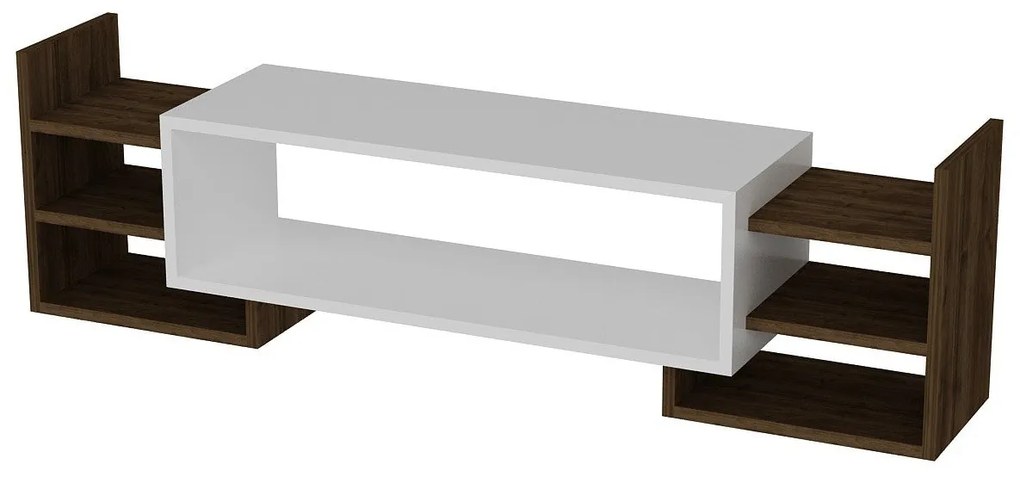 TV szekrény Sema - White, Walnut