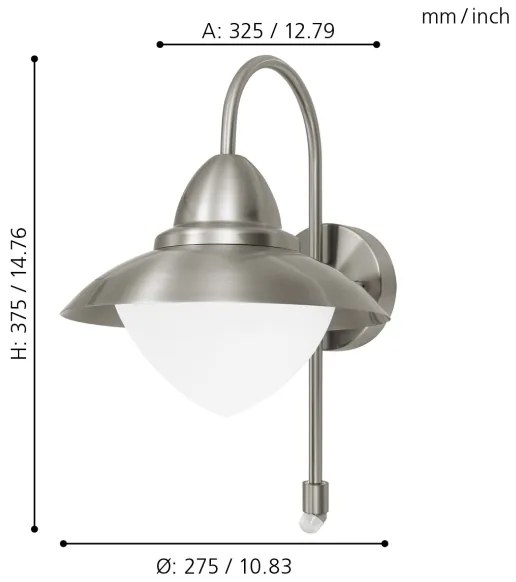 EGLO 87105 - Kültéri szenzoros fali lámpa SIDNEY 1xE27/60W IP44