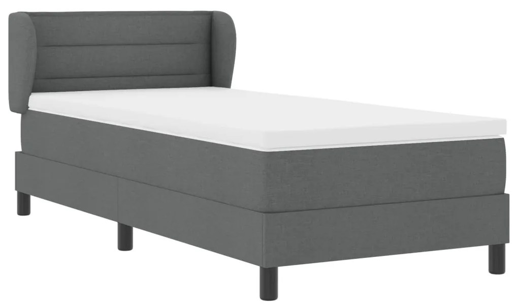 Boxspring Ágy Matrac nélkül - Sötétszürke, 90x190 cm, Szövet