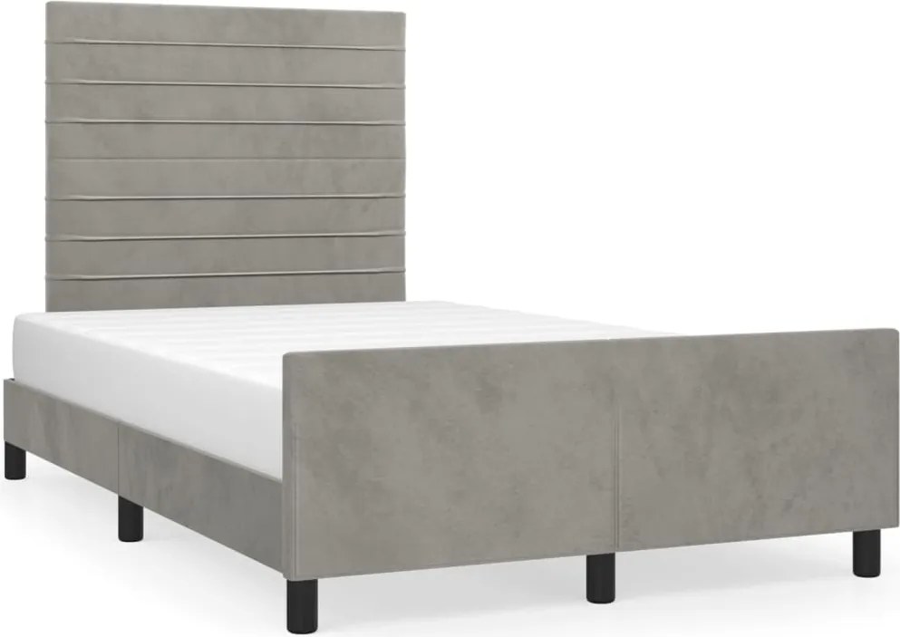 vidaXL világosszürke bársony ágykeret matrac nélkül 120x200 cm