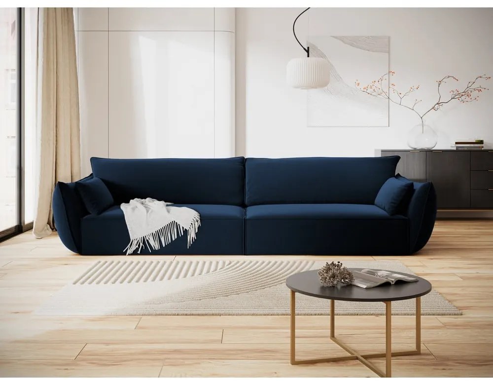 Sötétkék bársony kanapé 248 cm Vanda – Mazzini Sofas