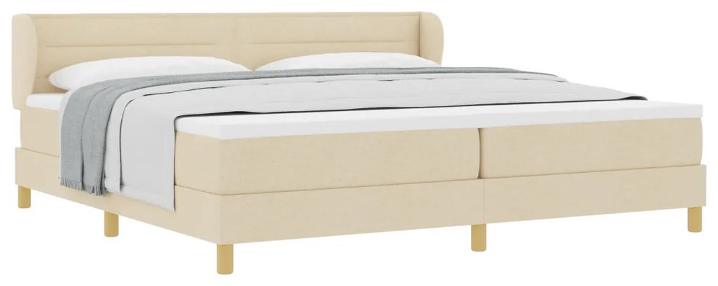 vidaXL Boxspring Ágy Matrac Krem 200x200 cm Szövet