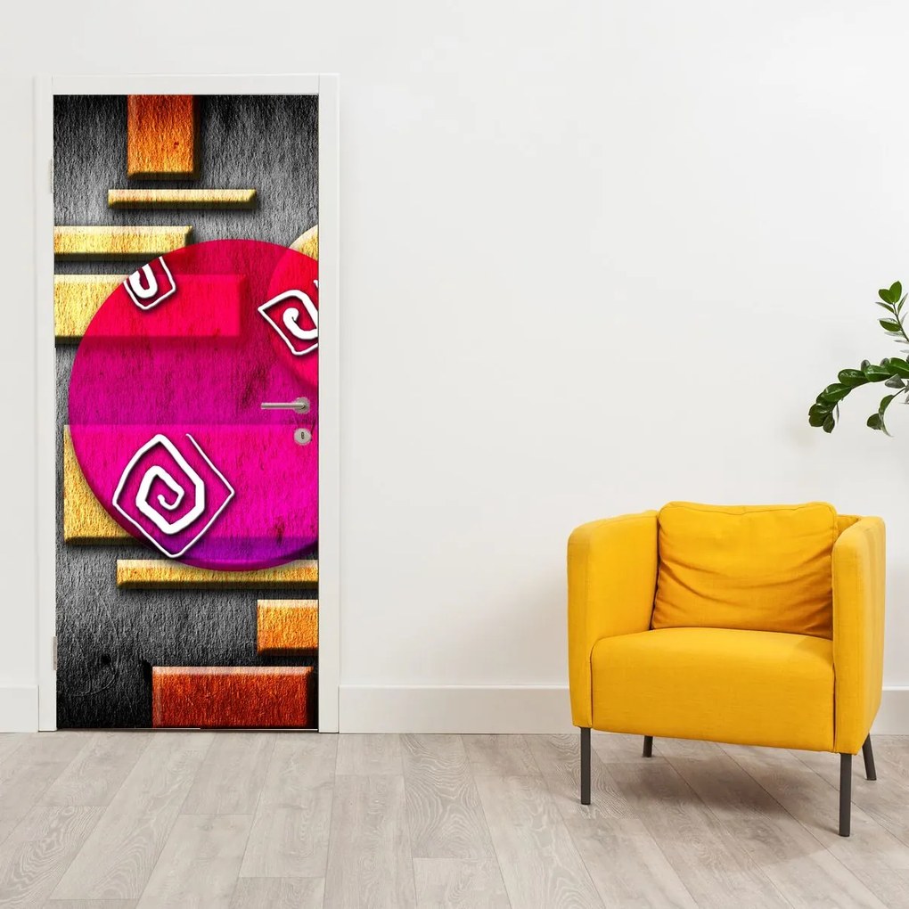 Fotótapéta ajtóra - Absztrakció történelmi szimbólumokkal (95x205cm)