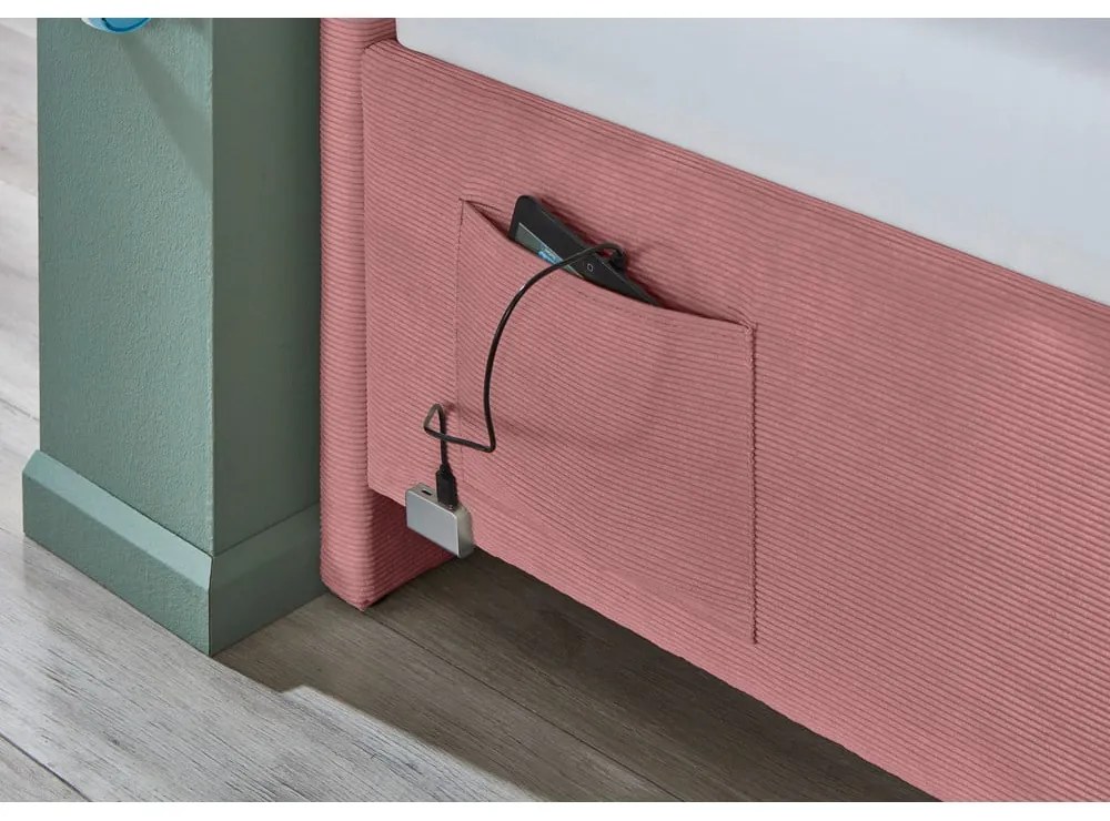 Rózsaszín kárpitozott gyerekágy ágyrács nélkül 90x200 cm Cool – Meise Möbel