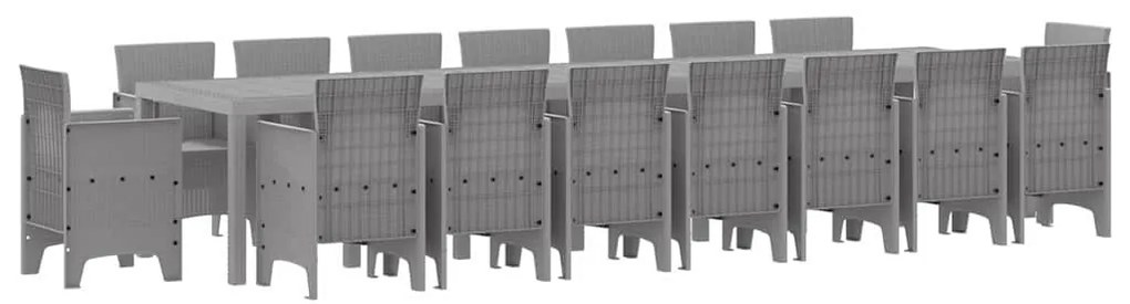 Kert étkező szett 17 pcs Világosszürke Polt rattan