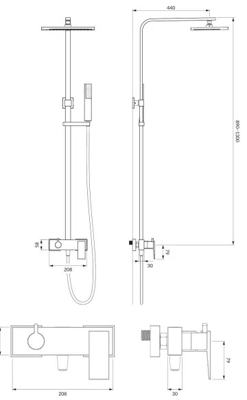 OMNIRES PM7444CR - PARMA zuhanyszett, fényes króm csapteleppel