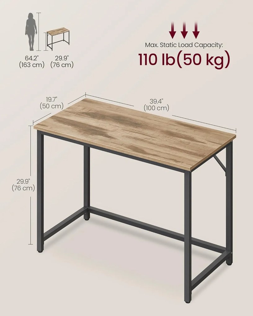 Íróasztal 100 × 50 × 76 cm karamell barna–fekete színben