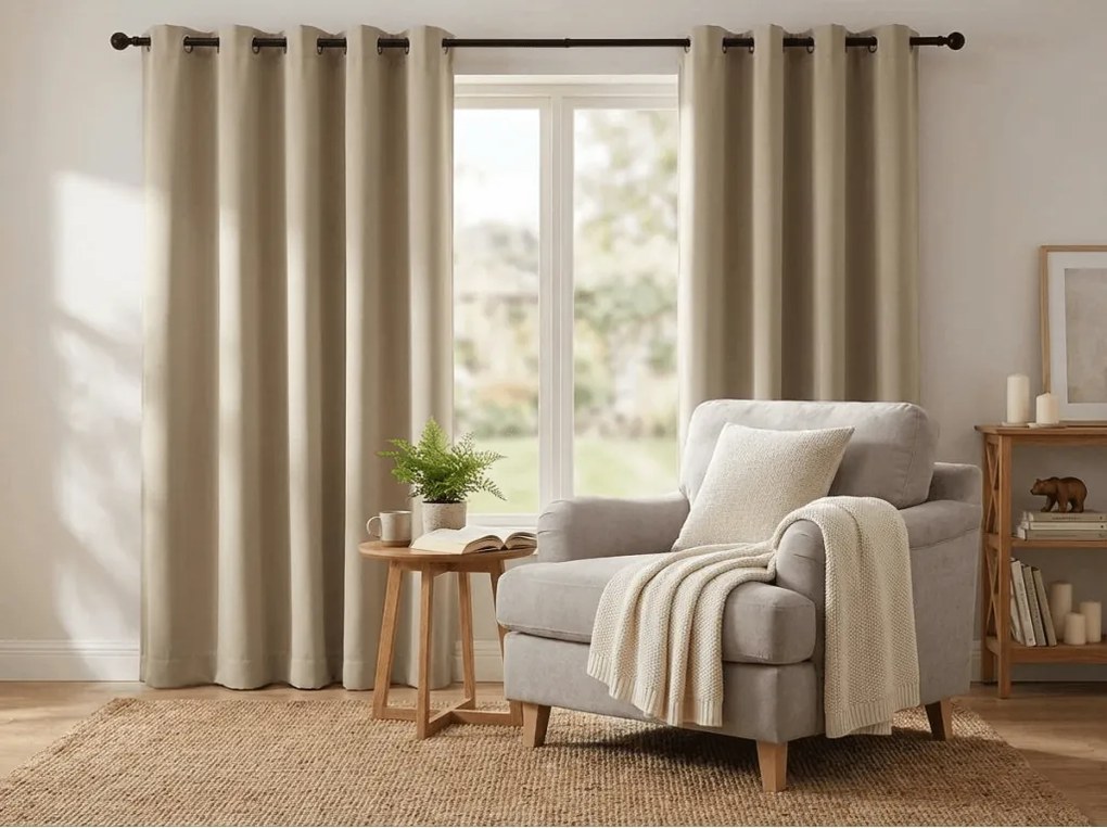 OXFORD bézs függöny 140x270 cm Felfüggesztés: Hullámos sínszalag