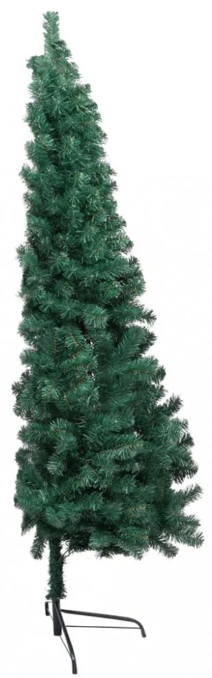 zöld megvilágított fél műkarácsonyfa gömb szettel 120 cm
