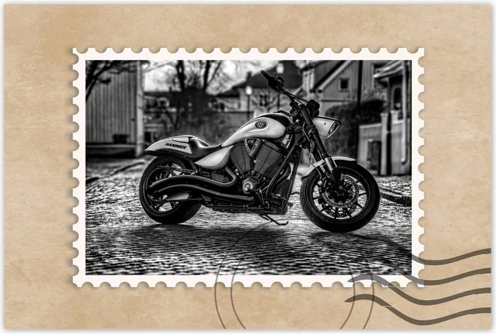 Poszterek 60x40 Fekete-fehér fotó motor