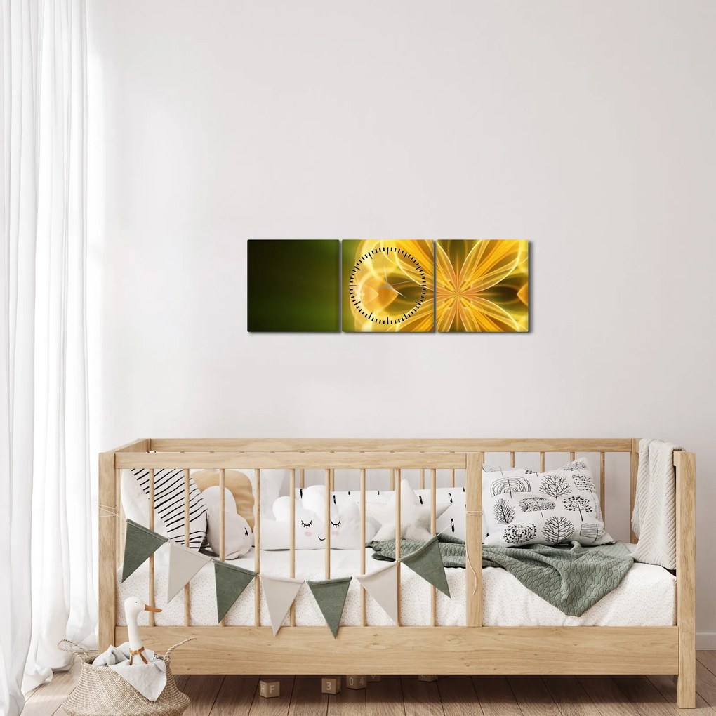 Sárga virág képe (órával) (90x30 cm)