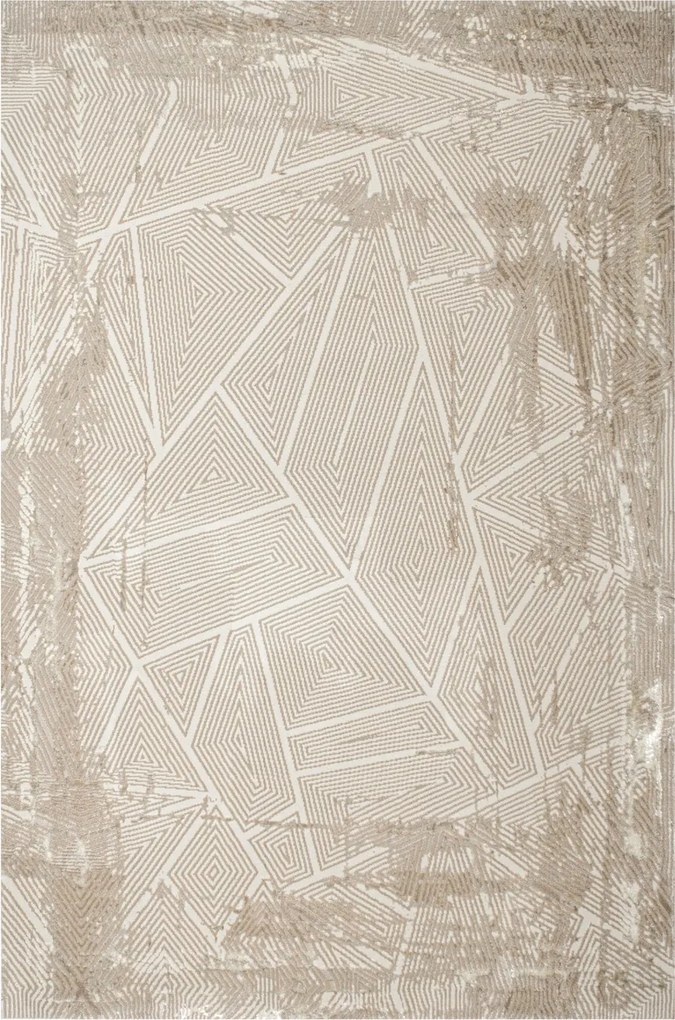 Sűrű Szőnyeg Allora Bézs Barna Arany Háromszögek Vonalak A Nappaliba 200x290 cm