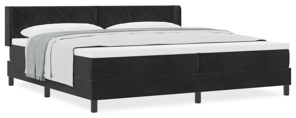 Rugós Ágy Matrac nélkül Fekete 200x200 cm Bársonyos