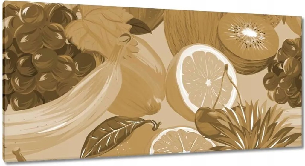 Vászonkép 115x55 Gyümölcsök szépia árnyalatokban