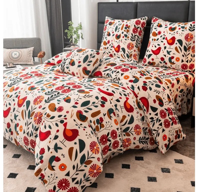 RETRO BIRD színes mikroplüss ágyneműhuzat Ágyneműhuzat mérete: 2 db 70 x 90 cm | 200 x 220 cm