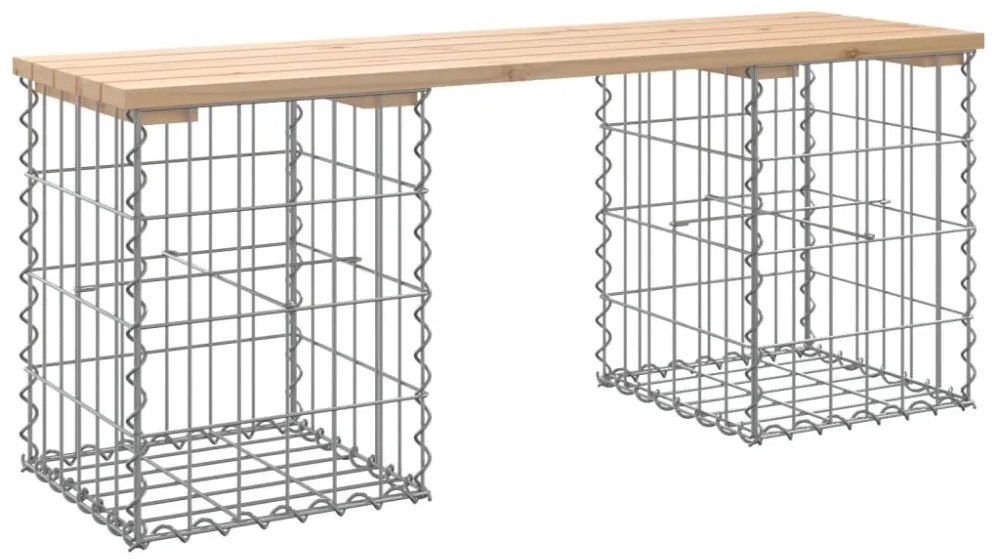 tömör fenyőfa gabion kerti pad 103x31x42 cm