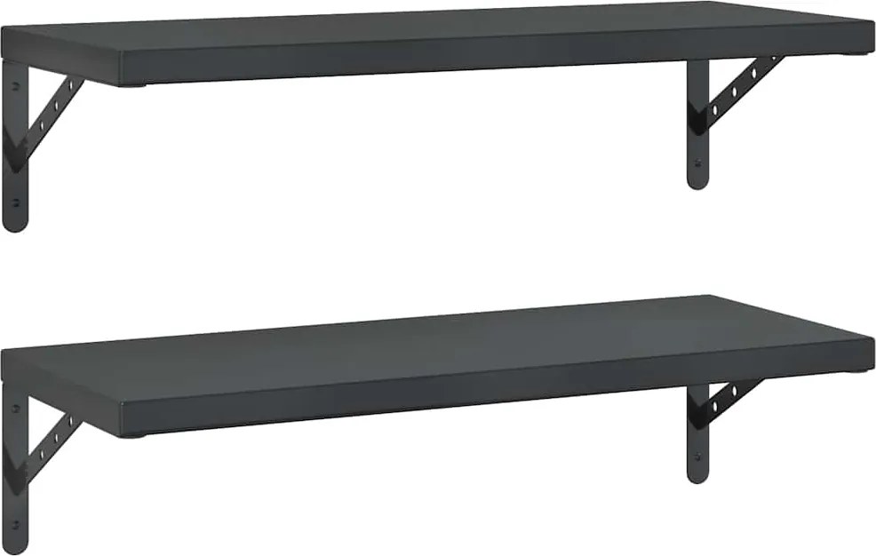vidaXL 2 db fekete rozsdamentes acél fali polc 75 x 30 cm