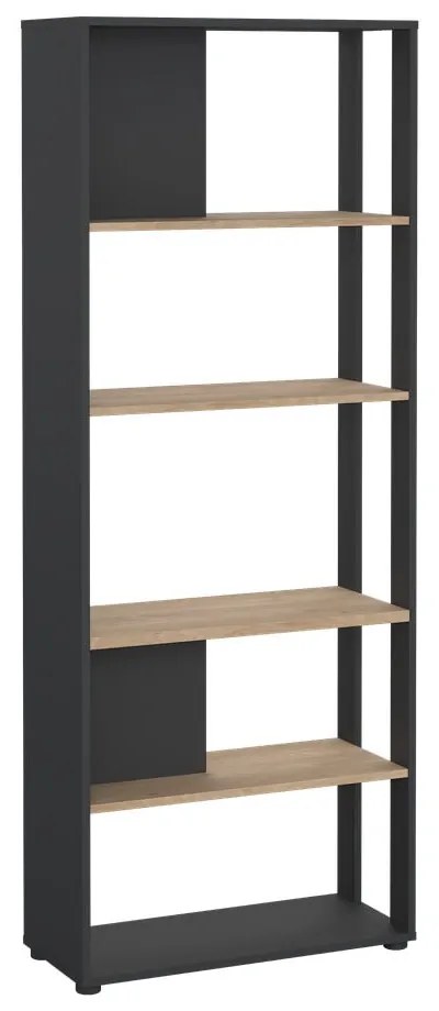 Antracitszürke-natúr színű könyvespolc tölgyfa dekorral 80x205 cm Sign – Tvilum
