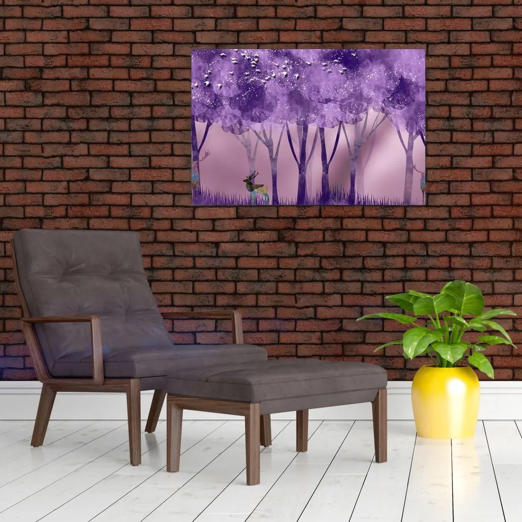 Kép - Szarvasok egy varázslatos erdőben (90x60 cm)