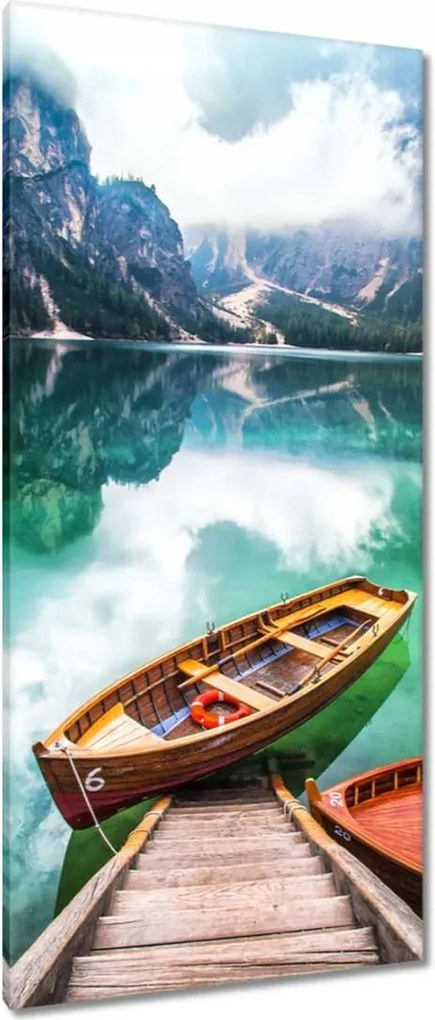 Vászonkép 55x115 Csónak a hegyi tavon