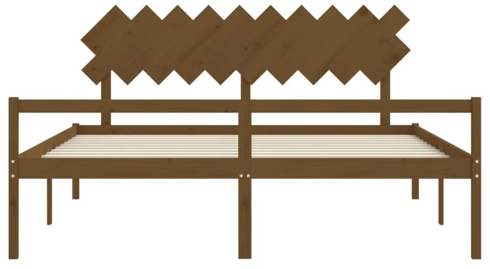 mézbarna tömör fa ágy időseknek fejtámlával 200x200 cm