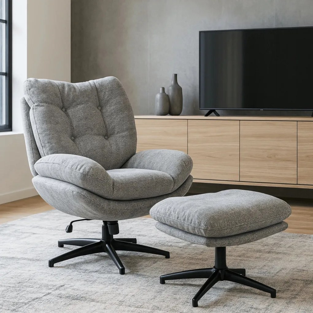 Forgó Relaxfotel Lábtartóval Szürke Színben. FREMONT