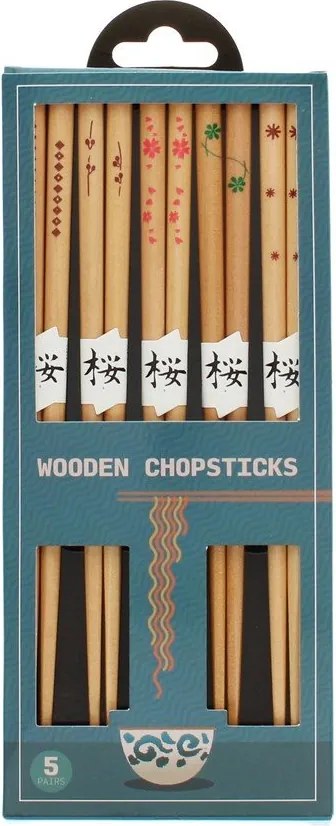 Natúr színű fa evőpálcika szett 5 db-os Delicate – Rex London