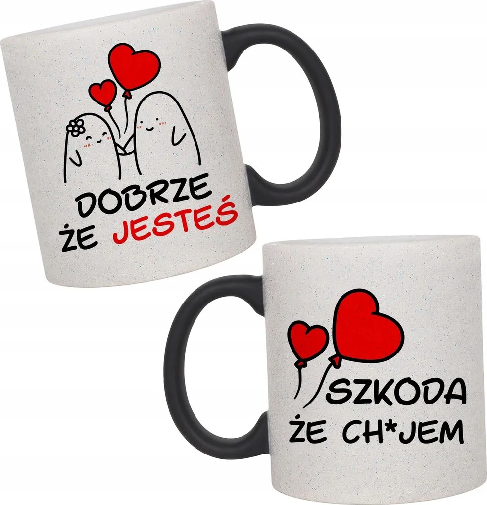 Jó, hogy itt vagy kár, hogy... Varázslatos Valentin Napi Csillámos Bögre