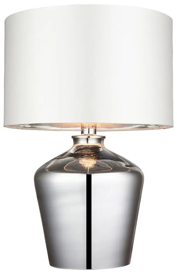 Endon 61198 - Asztali lámpa WALDORF 1xE27/10W/230V fényezett króm/fehér