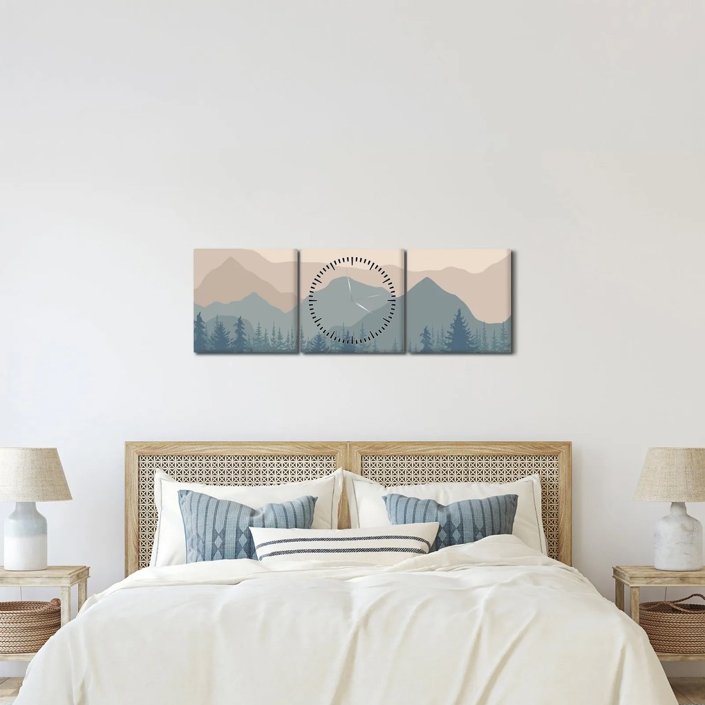 Kép - Türkiz hegység N⁰1 (órával) (90x30 cm)