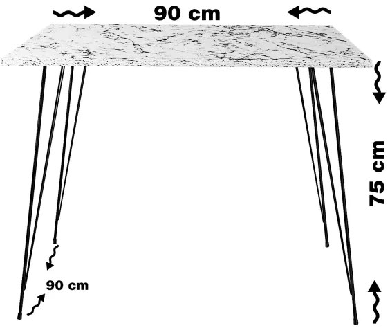 Étkezőasztal SANDALF 75x90 cm fehér/fekete