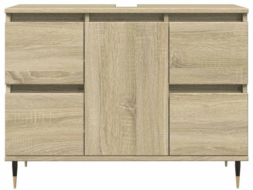 Sonoma tölgy színű szerelt fa mosdószekrény 80 x 33 x 60 cm