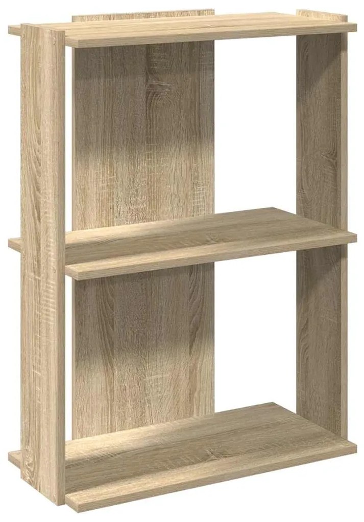 3 szintes sonoma tölgy színű szerelt fa könyvespolc 60x30x80 cm
