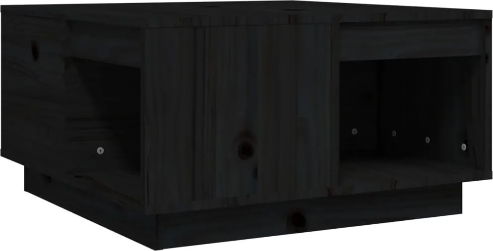 vidaXL fekete tömör fenyőfa dohányzóasztal 60x61x32,5 cm