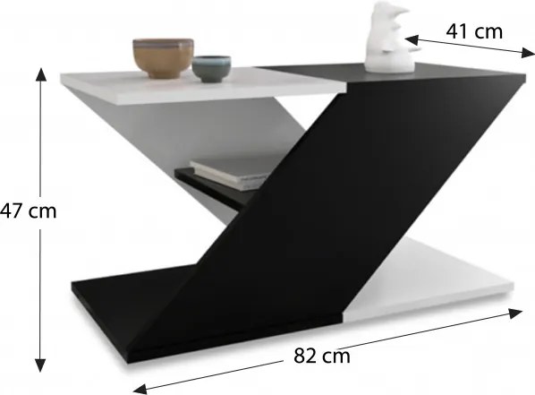 CASSINO ZEX Dohányzóasztal Fekete-fehér