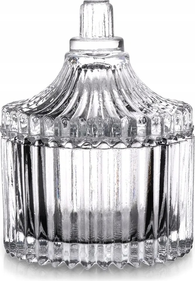 Cukrászda üveg cukortartó cukorka kristály fedél 80 ml