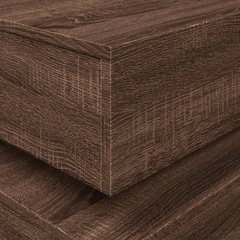 barna tölgyszínű dohányzóasztal LED-lámpákkal 90x50x40 cm
