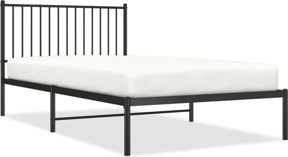 vidaXL fekete fém ágykeret fejtámlával 107 x 203 cm