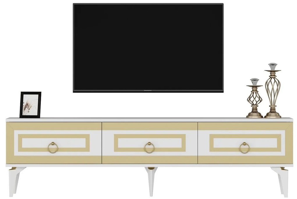 TV asztal/szekrény Pemava 2 (fehér + arany) . 1095407