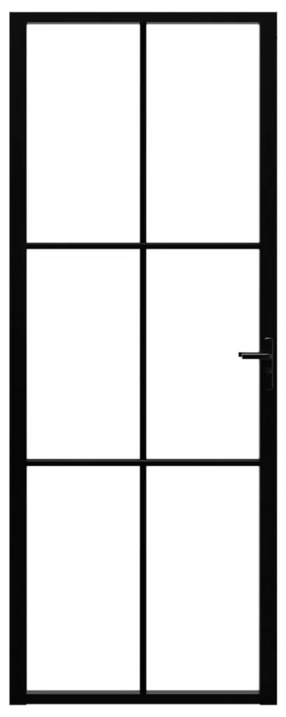 Fekete ESG üveg és alumínium beltéri ajtó 76 x 201,5 cm